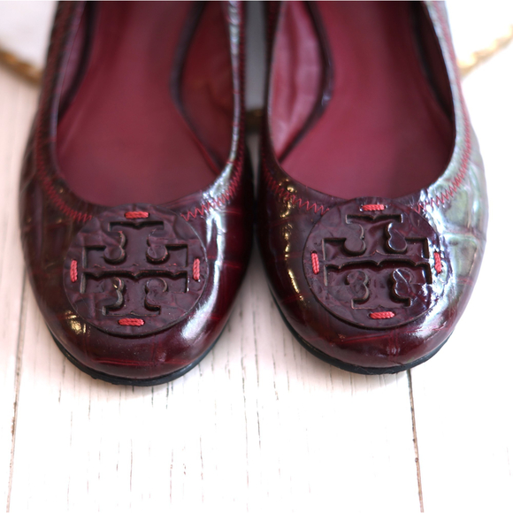Tory Burch Burgundy Flats - Picture 2 of 8